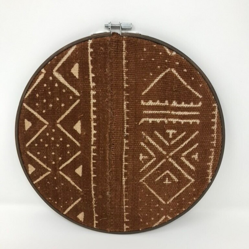 Sunset orange mudcloth wall hoop (1)